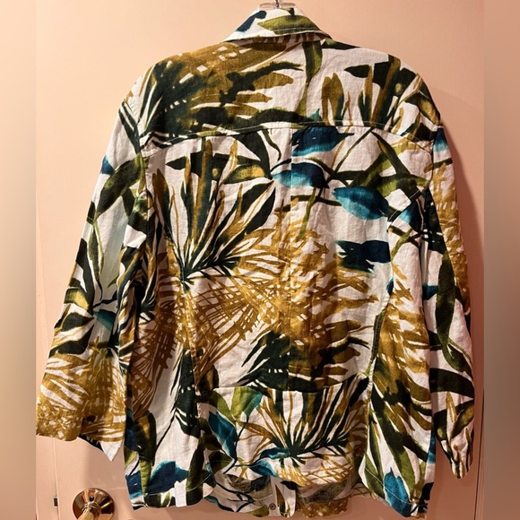 Chico’s Linen Collar Printed 3/4 sleeve Jacket Multi Size 3 - Picture 2 of 16